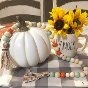 Autumn/ Fall wooden bead garland. Approx 30” long